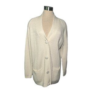 Yarnworks Vintage Large Heavy Ivory Cardigan Sweater